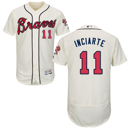Braves #11 Ender Inciarte Cream Flexbase Authentic Collection Stitched MLB Jersey - Click Image to Close